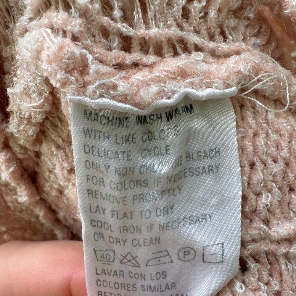 Liz Claiborne Petite Studio Sweater S Pink Cable Knit Pointelle Coastal Coquette - Picture 7 of 8